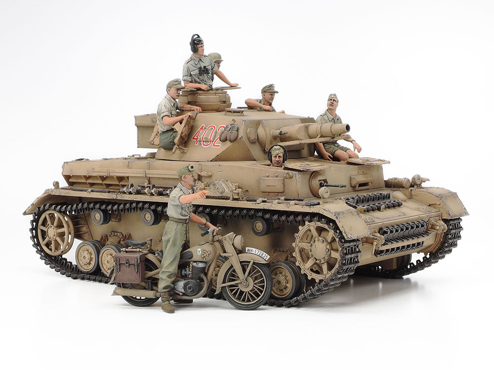 German Tank Panzerkampfwagen IV Ausf.F & Motorcycle - North Africa