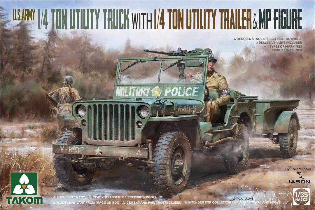 US Army 1/4ton Utility Truck with 1/4ton Utility Trailer & MP Figure