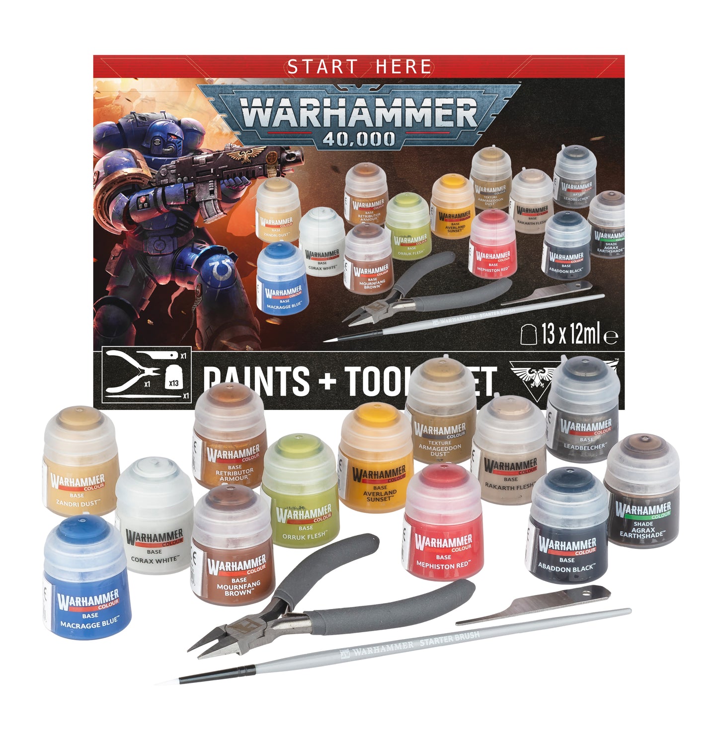Warhammer 40k Paints + Tools Set