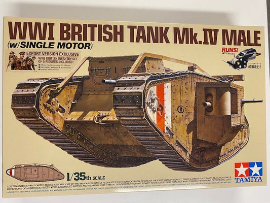 WWI British Tank Mk. IV Male (w/ motor & WWI British Infantry set)
