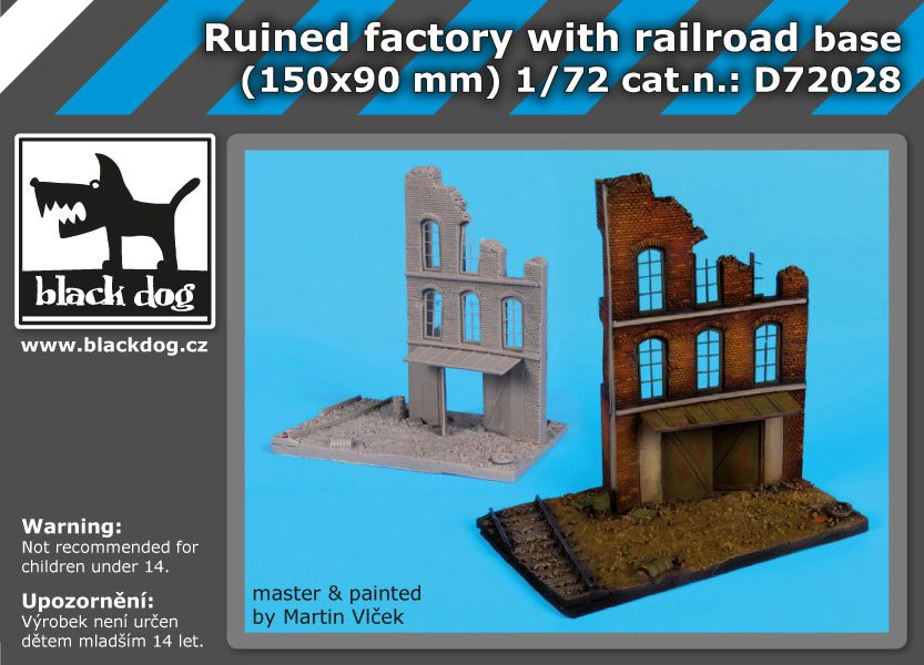 Ruined factory with railroad base (150x90 mm)