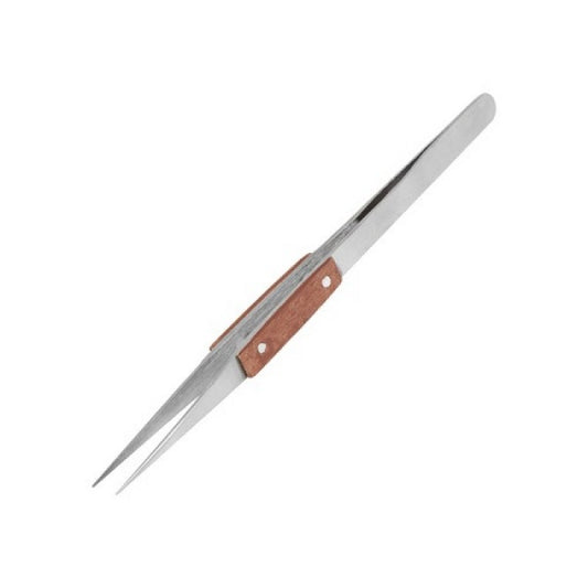 Stainless Steel Tweezers - Fibre Grip/Serrated Tip - 160mm